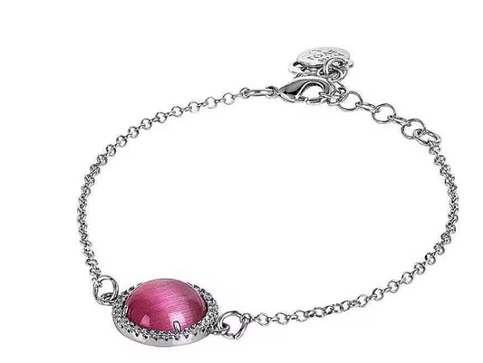 Bracciale Boccadamo Donna Acciaio Bronzo Col. Argento Cristallo Rosa XBR808B