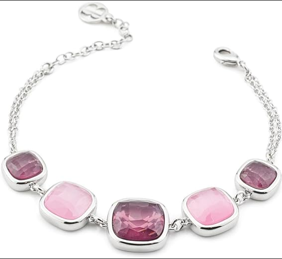 Bracciale Boccadamo Donna Acciaio Cristalli Medi Ametista Viola Rosa Baby XB1010I 8050506388401