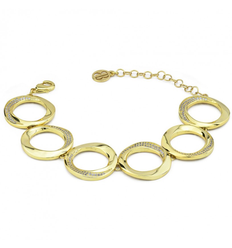 Bracciale Boccadamo Donna Bronzo Cerchi Oro Cristalli _KBR032D