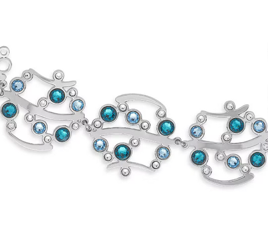 Bracciale Boccadamo Donna Bronzo Modulare Cristalli Acquamarina e Blu XBR882