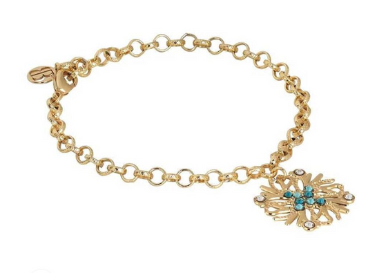 Bracciale Boccadamo Donna Bronzo Placcato Oro Charm Corallo e Swarovski Verde XBR830D