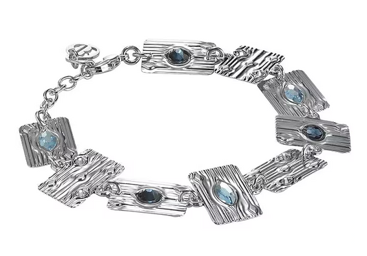 Bracciale Boccadamo Donna Bronzo Rettangoli Cristalli Acquamarina e Blu XBR817