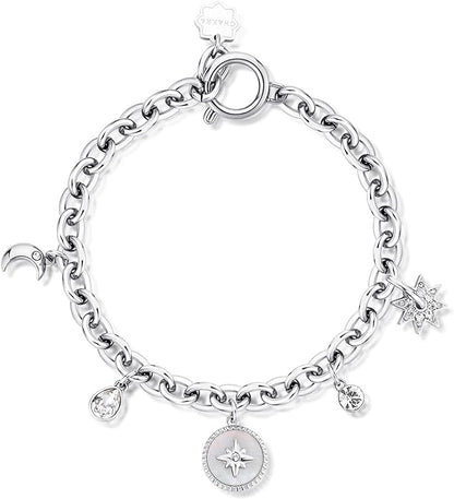 Bracciale Brosway Donna Acciaio Con Pendenti Tema Astri, Madreperla Cristalli Coll. CHAKRA _BHKB127