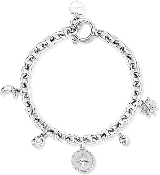 Bracciale Brosway Donna Acciaio Con Pendenti Tema Astri, Madreperla Cristalli Coll. CHAKRA _BHKB127