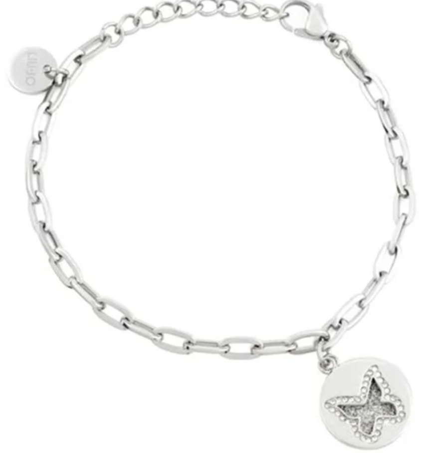 Bracciale LIU JO Donna Acciaio Argentato Pendente Cerchio Farfalla _LJ1606