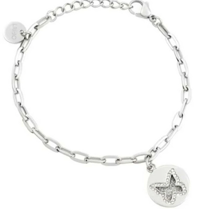 Bracciale LIU JO Donna Acciaio Argentato Pendente Cerchio Farfalla _LJ1606