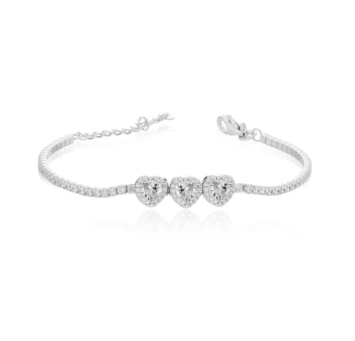 Bracciale Le Scritte dell'Amore Donna Argento 925 Modello Trilogy Tennis Cuore Cristal _LSB09