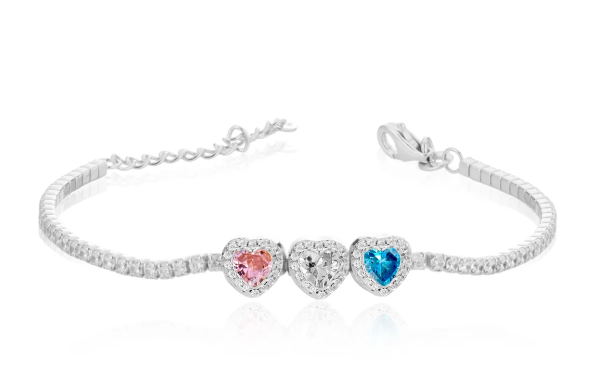 Bracciale Le Scritte dell'Amore Donna Argento 925 Modello Tennis Trilogy Cuore Multicolor _LSB13