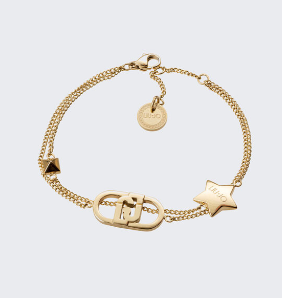 Bracciale Liu Jo Donna Acciaio Dorato Multifilo Logo e Stella _LJ2205