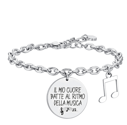 Bracciale Luca Barra Donna Acciaio Pendente Tema Musicale BK2644