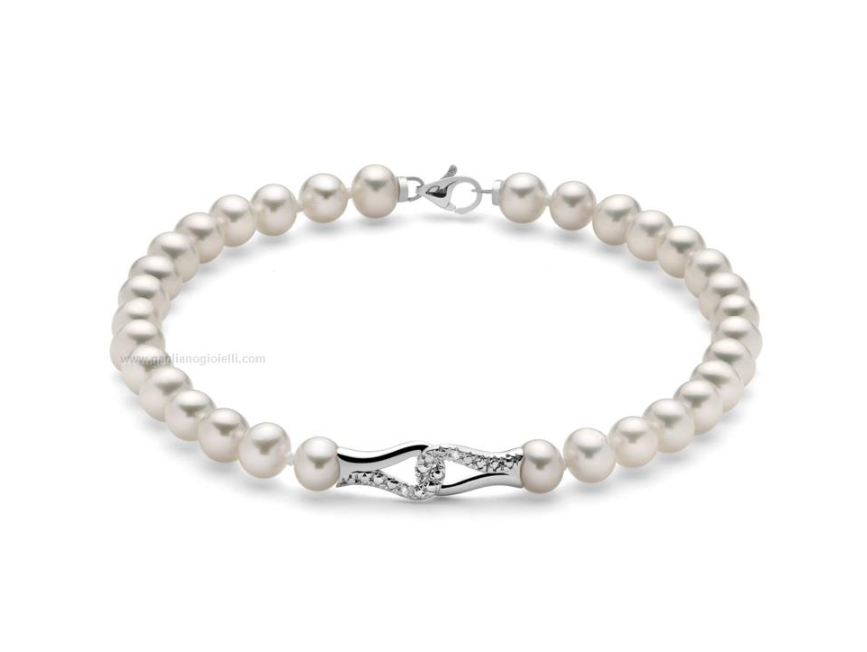 Bracciale Miluna Donna Perle 5,5-6 mm Intreccio Oro 750 e Diamanti PBR3245