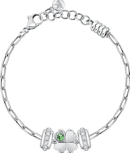 Bracciale Morellato Donna Acciaio Argento Cristalli Quadrifoglio Collezione DROPS SCZ1351