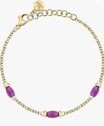 Bracciale Morellato Donna Acciaio Oro Perle Pietre Agata Magenta Coll. COLORI SUMMER SAXQ15