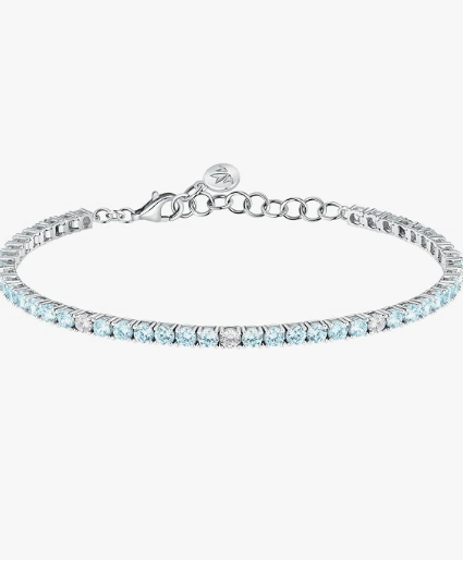 Bracciale Morellato Donna Argento 925% Riciclato Tennis Zirconi Celesti SAIW182