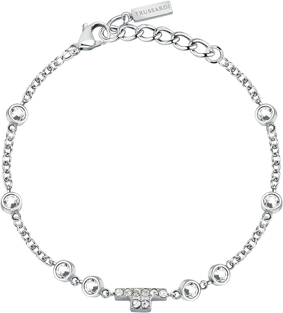 Bracciale Trussardi  Donna Acciaio Argento T-Logo Zirconi TJAXC21