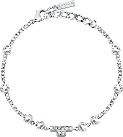 Bracciale Trussardi  Donna Acciaio Argento T-Logo Zirconi TJAXC21