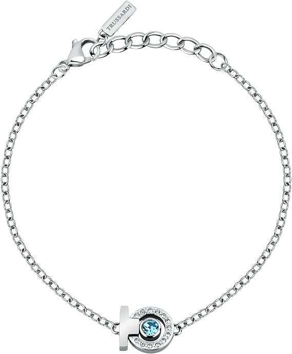 Bracciale Trussardi Donna Acciaio Cristallo Azzurro Centrale T-Logo TJAXC56