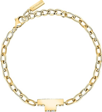 Bracciale Trussardi  Donna Acciaio Oro T-Logo Zirconi TJAXC29