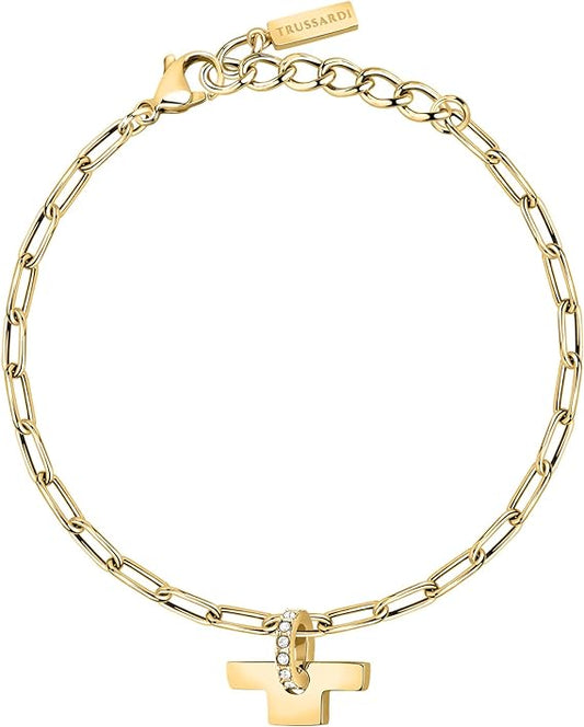 Bracciale Trussardi Donna Acciaio T-Logo Oro Zirconi TJAXC24