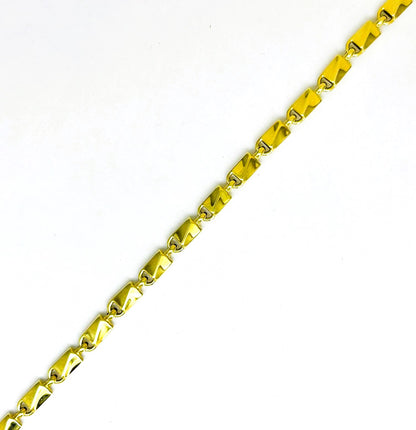 Bracciale Uomo Oro Giallo Maglia Doppia Chiusura Moschettone BR003