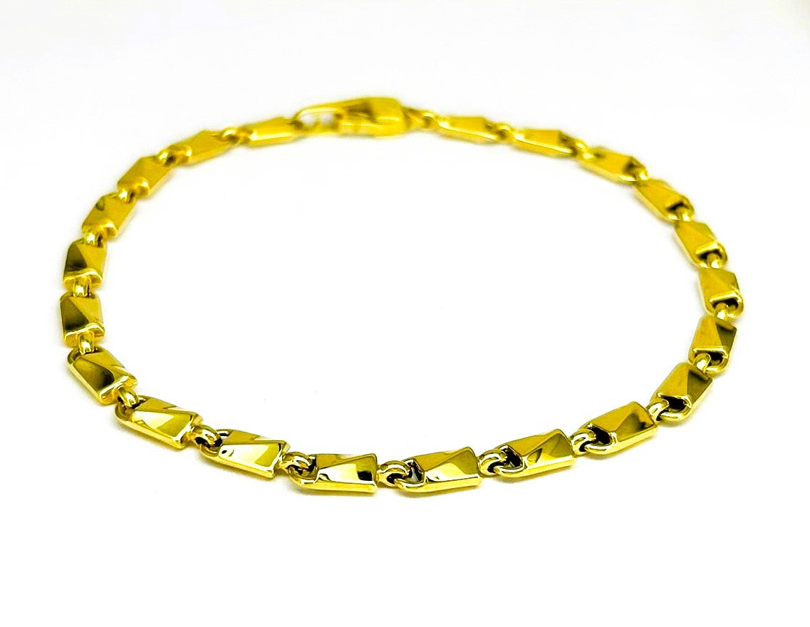 Bracciale Uomo Oro Giallo Maglia Doppia Chiusura Moschettone BR003