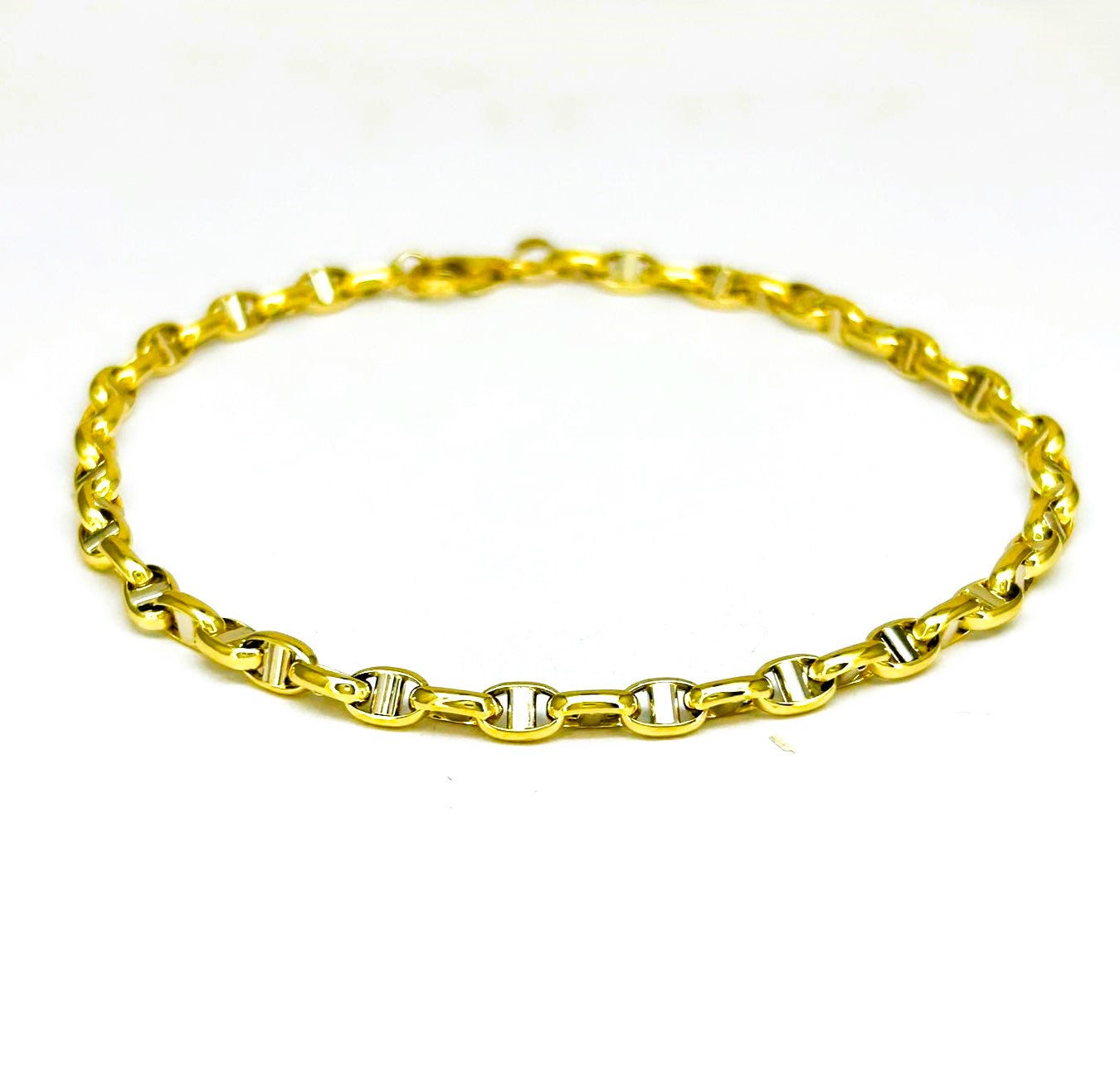 Bracciale Uomo Oro Giallo Maglia Marinara Chiusura Moschettone BR001