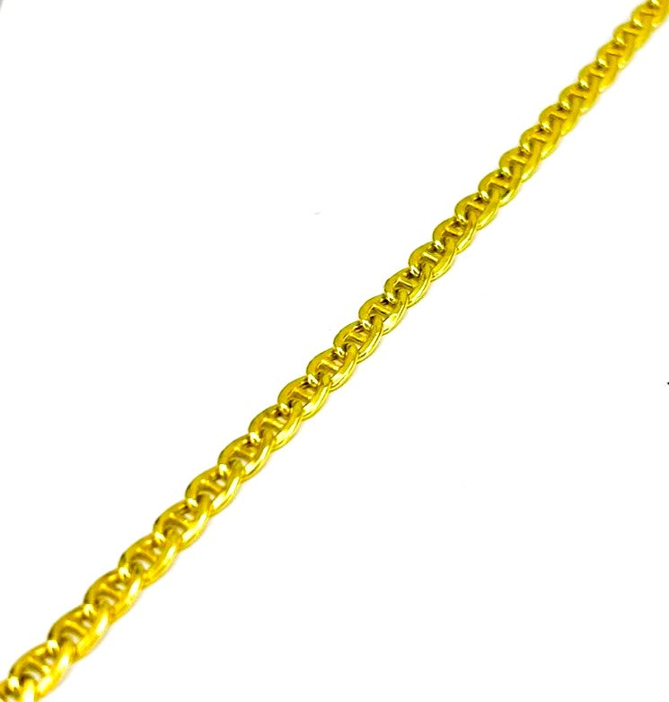 Bracciale Uomo Oro Giallo Maglia Piatta Chiusura Moschettone BR022