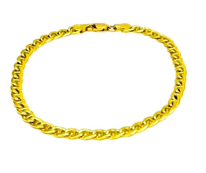 Bracciale Uomo Oro Giallo Maglia Piatta Chiusura Moschettone BR022