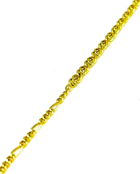 Bracciale Uomo Oro Giallo Maglia Sottile e Doppia Chiusura Moschettone BR021