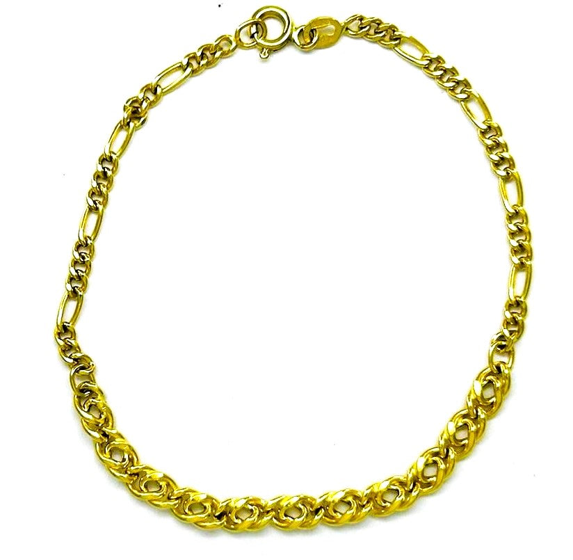 Bracciale Uomo Oro Giallo Maglia Sottile e Doppia Chiusura Moschettone BR021