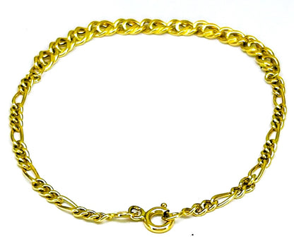 Bracciale Uomo Oro Giallo Maglia Sottile e Doppia Chiusura Moschettone BR021