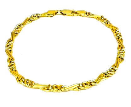 Bracciale Uomo Oro Giallo Maglia Piena Intrecciata Chiusura Moschettone BR020