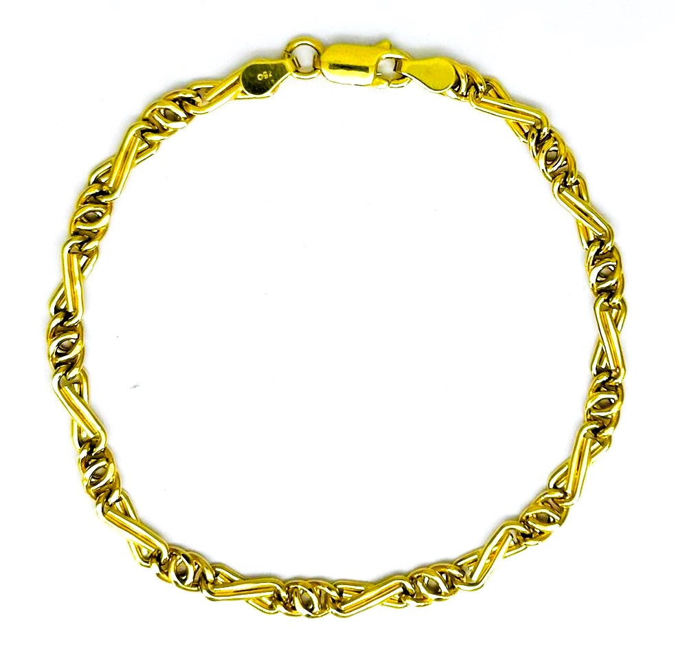 Bracciale Uomo Oro Giallo Maglia Piena Intrecciata Chiusura Moschettone BR020