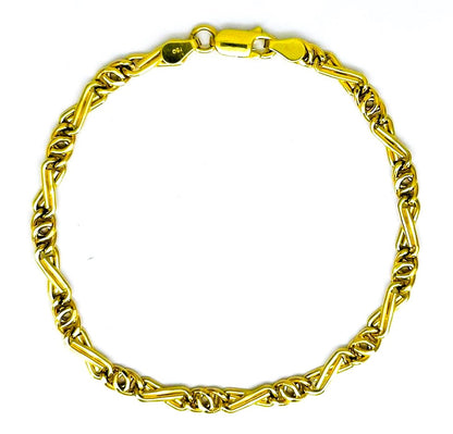 Bracciale Uomo Oro Giallo Maglia Piena Intrecciata Chiusura Moschettone BR020