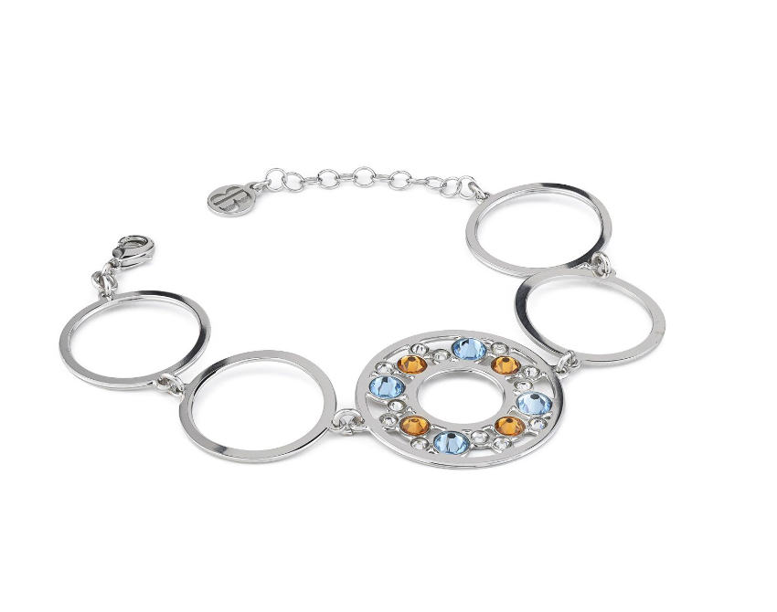Boccadamo Damen-Bronzearmband mit Kreisen, Aquamarinen und Topaskristallen _XB1021 