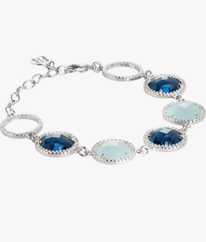 Bracciale Boccadamo Donna Bronzo Rodiato Cristalli Briolette Montana e Aquamilk Incastonati Su Base Zirconi _XBR399