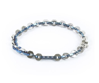Bracciale Boccadamo Uomo Acciaio Silver e Blu e Zirconi _ABR328
