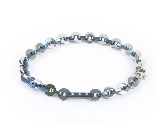 Bracciale Boccadamo Uomo Acciaio Silver e Blu e Zirconi _ABR328
