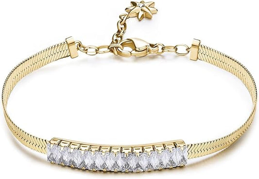 Brosway Damenarmband aus vergoldetem Stahl mit Sake-Kette und Zirkonia, Kollektion DESIDERI_BEI088 