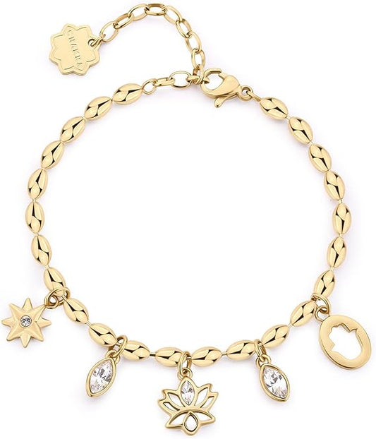 Brosway Damenarmband aus vergoldetem Stahl mit Lotusblumenanhänger _BHKB252 
