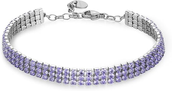 Bracciale Brosway Donna Acciaio Modello Tennis 3 Fili Zirconi Lilla _BEI095