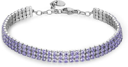 Bracciale Brosway Donna Acciaio Modello Tennis 3 Fili Zirconi Lilla _BEI095
