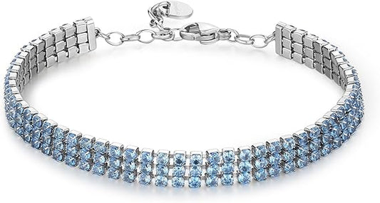 Brosway Damen-Tennisarmband aus Stahl mit hellem Saphir und Zirkonia _BEI094 