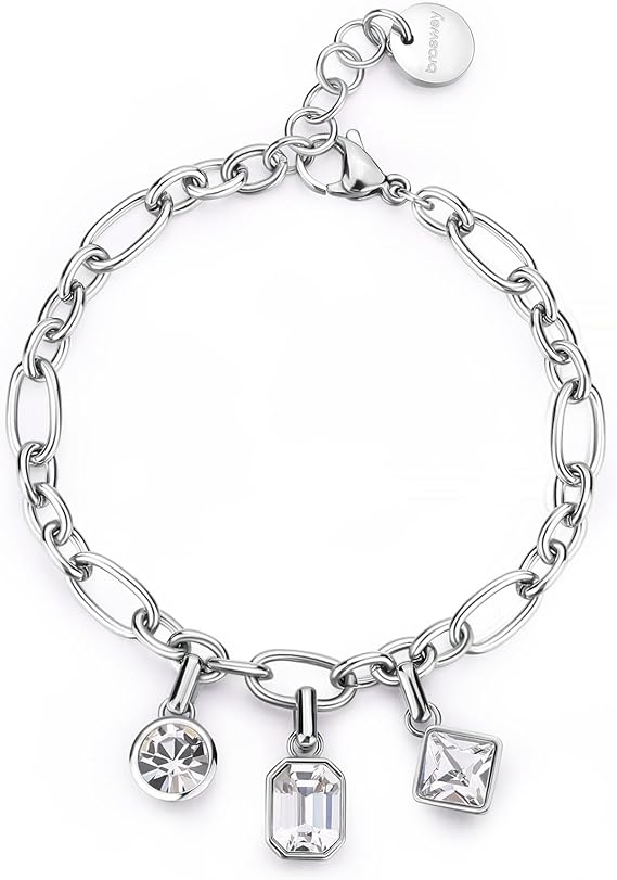 Brosway Damen-Armband aus Stahl mit weißen Kristallanhängern _BYM191 