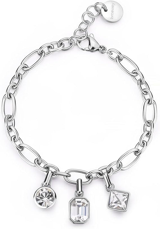 Brosway Damen-Armband aus Stahl mit weißen Kristallanhängern _BYM191 