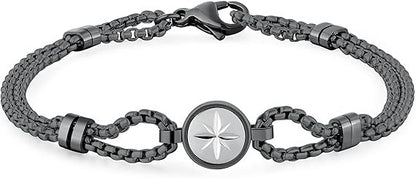 Bracciale Brosway Uomo Acciaio Color. Rutenio e Rosa dei Venti Coll. POSEIDON _BPN12