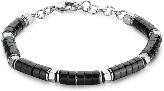 Brosway Herrenarmband aus Stahl mit schwarzen Onyxsteinen, RIPTIDE-Kollektion _BTD009 