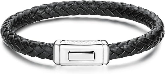 Brosway Herrenarmband aus schwarzem Leder und Stahl, Kollektion Logan _BOA11A 