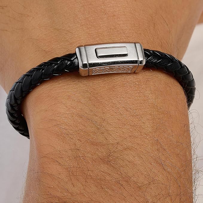 Brosway Herrenarmband aus schwarzem Leder und Stahl, Kollektion Logan _BOA11A 