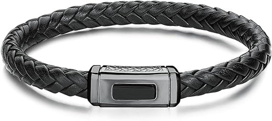 Brosway Herrenarmband aus schwarzem Leder und Stahl, Logan Collection _BOA13A 